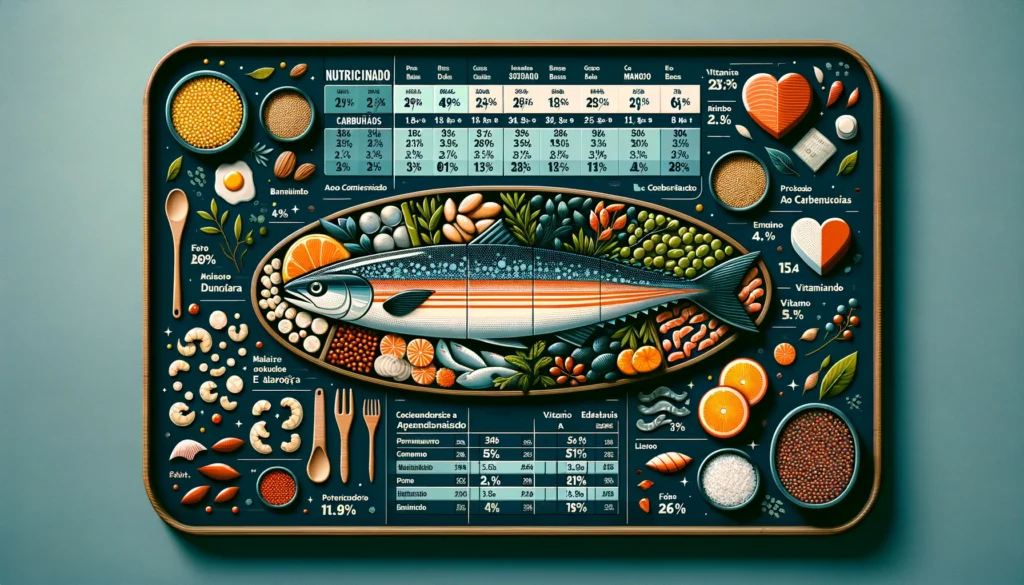 Infográfico da tabela nutricional do bacalhau